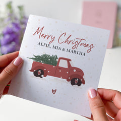 Personalised Mery Christmas Gift Card With Names For Family Kids Friends Nephews For Him Her Xmas Gift Card Red Christmas Truck