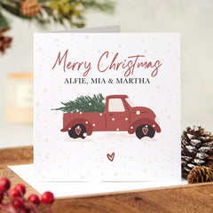 Personalised Mery Christmas Gift Card With Names For Family Kids Friends Nephews For Him Her Xmas Gift Card Red Christmas Truck