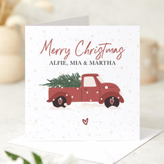 Personalised Mery Christmas Gift Card With Names For Family Kids Friends Nephews For Him Her Xmas Gift Card Red Christmas Truck