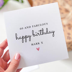 Personalised Milestone Birthday Card Elegant Minimal Design with Name & Fabulous 40th 50th 60th or Any Age for Him or Her