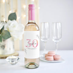Personalised Milestone Birthday Wine Label Gift for Her Elegant Floral Bottle Sticker Name and Age Perfect for 30th 40th 50th 60th Birthdays