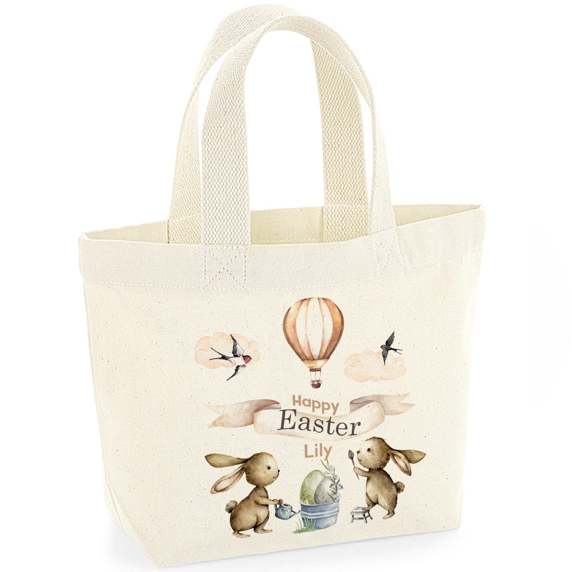 Personalised Mini Easter Bag With Name Cute Bunny Design Egg Hunt Bags ...
