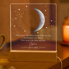 Personalised Moon Phase Lamp Gift for Mum, Custom Night Light from Daughter or Son