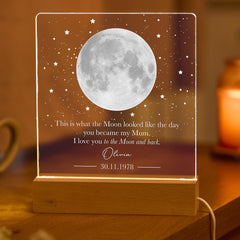 Personalised Moon Phase Lamp Gift for Mum, Custom Night Light from Daughter or Son