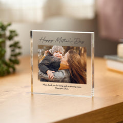 Personalised Mother's Day Photo Gift Custom Acrylic Block Keepsake for Mum Nanny Gran Gift with Message Picture First Mothers