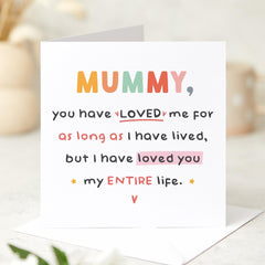Personalised Mummy Card Cute Gift for Mum Mother's Day Birthday Card for Mum Heartfelt Message Thoughtful Keepsake for Her Cute Card