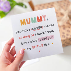 Personalised Mummy Card Cute Gift for Mum Mother's Day Birthday Card for Mum Heartfelt Message Thoughtful Keepsake for Her Cute Card