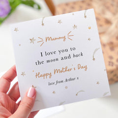 Personalised Mummy Mother's Day Card I Love You to the Moon and Back Custom Name Thoughtful Gift for Mum Heartfelt Keepsake Card for Mum