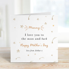 Personalised Mummy Mother's Day Card I Love You to the Moon and Back Custom Name Thoughtful Gift for Mum Heartfelt Keepsake Card for Mum