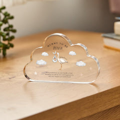 Personalised Mummy to Be Gift Cloud Shaped Acrylic Baby Shower Keepsake Custom Name & Baby Message New Mum Pregnancy Gift