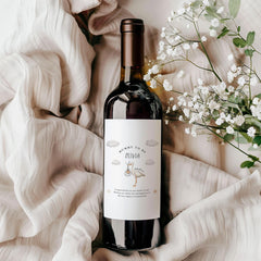 Personalised Mummy to Be Wine Label Baby Shower Gift for New Mum Custom Name and Message Cute Stork Design Bottle Sticker
