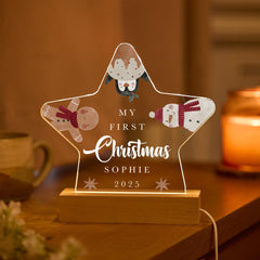 Personalised My First Christmas Gift – Star LED Night Light – Custom Baby Keepsake Lamp Gift for Child, Nursery Decoration