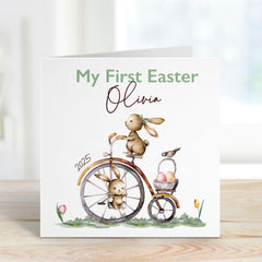 Personalised My First Easter Card Baby Girl or Boy Easter Keepsake Bunny Easter Card Newborn Easter Gift Custom Name Easter Celebration Card