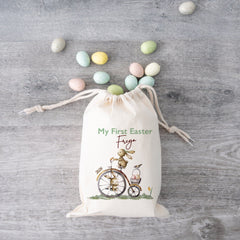 Personalised My First Easter Stuff Bag With Name Easter Gift Bunny Rabbit Design Egg Hunt Treat Bag 1st Easter