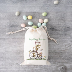 Personalised My First Easter Stuff Bag With Name Easter Gift Bunny Rabbit Design Egg Hunt Treat Bag 1st Easter
