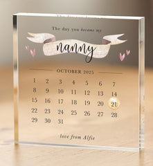 Personalised Nanny Gift Grandma's Birthday Christmas First Mother's Day The Day You Became My Nanny Calendar Date Name Elegant Keepsake