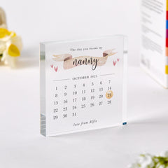 Personalised Nanny Gift Grandma's Birthday Christmas First Mother's Day The Day You Became My Nanny Calendar Date Name Elegant Keepsake