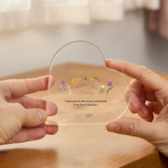 Personalised Nanny Gift Heart - Shaped Acrylic Plaque Custom Mother's Day Keepsake Present from Grandchildren for Grandma