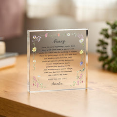 Personalised Nanny Poem Acrylic Plaque – Christmas Birthday Mother's Day Gift - Sentimental Keepsake for Grandma Granny Nana