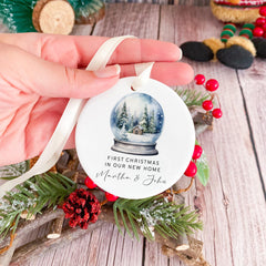 Personalised New Home Christmas Ceramic Ornament First Xmas in Our New House Hanging Decoration Keepsake Gift for Couple or Family