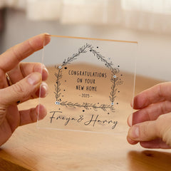 Personalised New Home Gift Acrylic Plaque with Names and Year Modern Housewarming Keepsake for Couple Newlywed or Friend