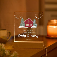 Personalised New Home Gift First Christmas LED Light Plaque Custom Couple Housewarming Present Cosy Festive Night Light Keepsake