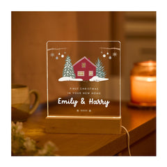 Personalised New Home Gift First Christmas LED Light Plaque Custom Couple Housewarming Present Cosy Festive Night Light Keepsake