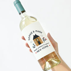Personalised New Home Gift Wine Label Custom Housewarming Gift for Newlyweds Best Wishes Bottle Sticker for Friends or Couples