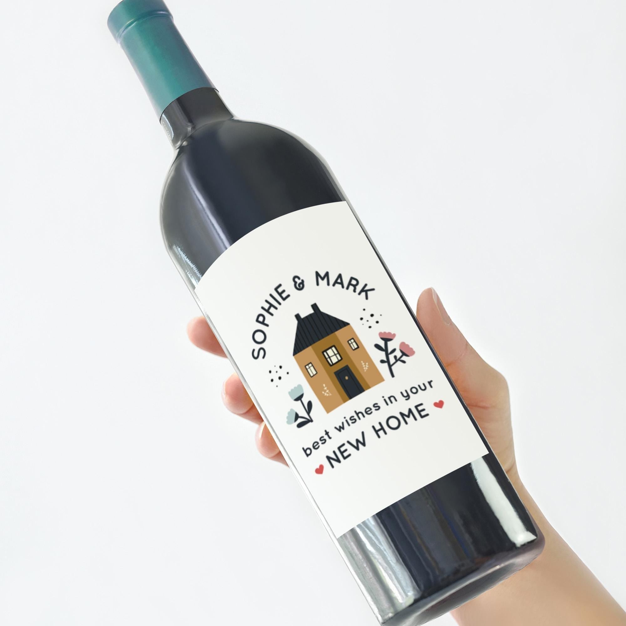 Personalised New Home Gift Wine Label Custom Housewarming Gift for Newlyweds Best Wishes Bottle Sticker for Friends or Couples
