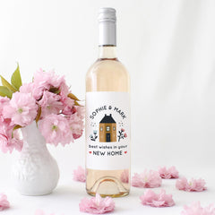 Personalised New Home Gift Wine Label Custom Housewarming Gift for Newlyweds Best Wishes Bottle Sticker for Friends or Couples