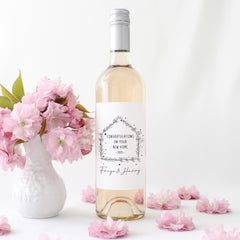 Personalised New Home Wine Bottle Label Gift Housewarming Present for Couple Friends or Family Moving In Celebration Wine Prosecco Sticker