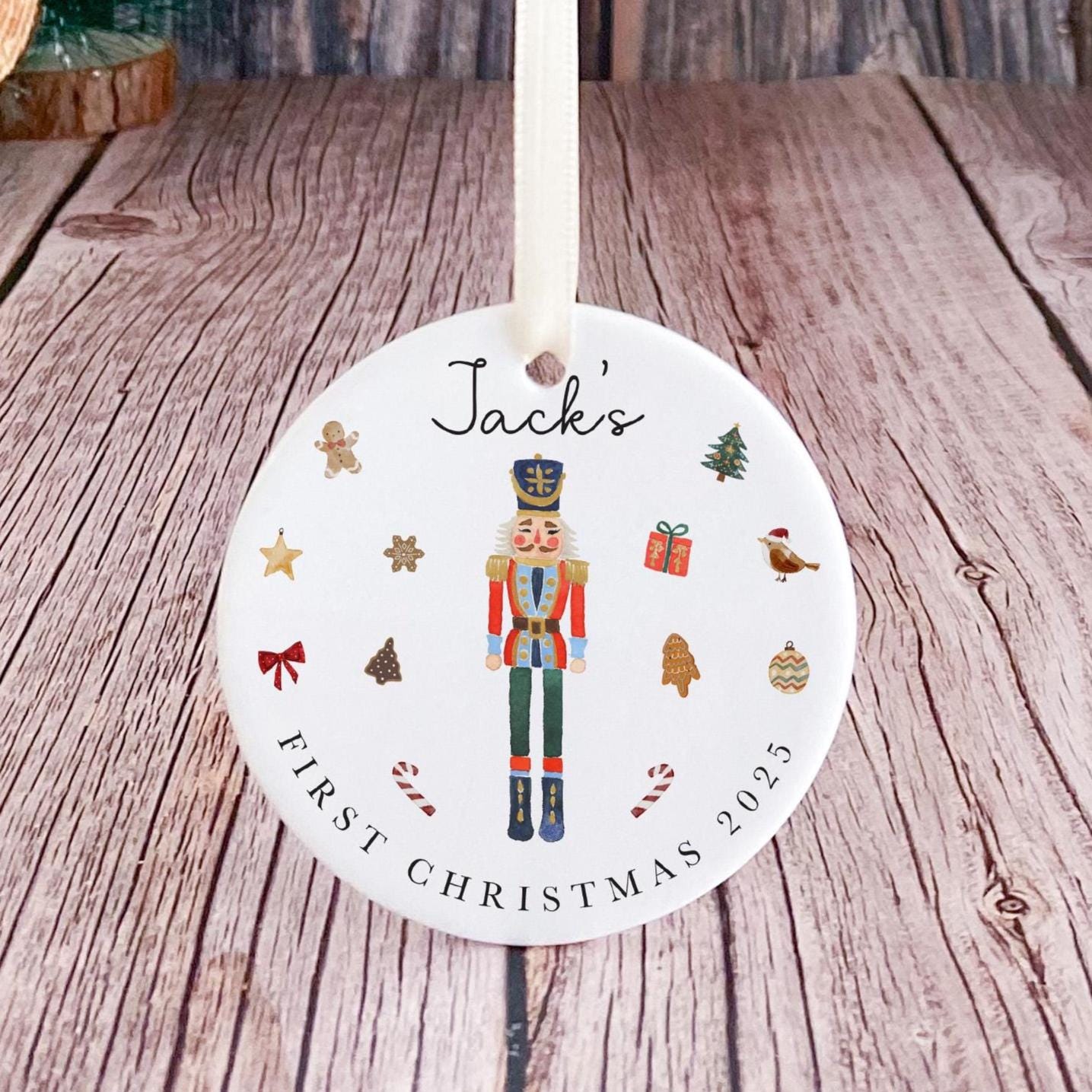 Personalised Nutcracker First Christmas Ceramic Ornament Ballerina Tree Decoration Keepsake Gift for Baby Girl or Boy