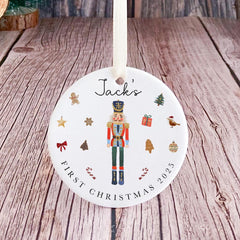 Personalised Nutcracker First Christmas Ceramic Ornament Ballerina Tree Decoration Keepsake Gift for Baby Girl or Boy
