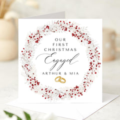 Personalised Our First Christmas Engaged Christmas Card With Names 1St Xmas Card For Engaged Couples Gift Card Engagement Card For Fiancee