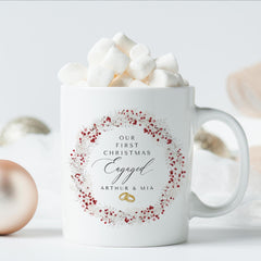 Personalised our first Christmas engaged mug 1st Xmas engagement gift with names Gift for engaged couple her him Gift for fiancee