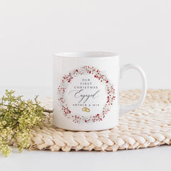 Personalised our first Christmas engaged mug 1st Xmas engagement gift with names Gift for engaged couple her him Gift for fiancee