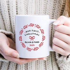 Personalised Our First Christmas Mug – Gift for Wife Girlfriend Husband Boyfriend - Custom Couple Name - 1st Xmas Married Engaged