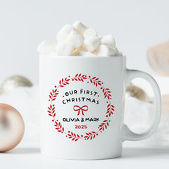Personalised Our First Christmas Mug – Gift for Wife Girlfriend Husband Boyfriend - Custom Couple Name - 1st Xmas Married Engaged