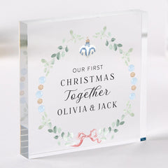 Personalised Our First Christmas Together Acrylic Keepsake – Romantic Festive Ornament for Boyfriend, Girlfriend, Husband or Wife