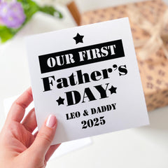 Personalised Our First Father's Day Card 2025 Custom Baby and Daddy Gift New Dad First Father's Day Keepsake Cute 1st Fathers Day Card