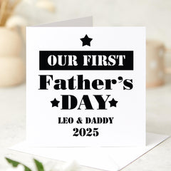 Personalised Our First Father's Day Card 2025 Custom Baby and Daddy Gift New Dad First Father's Day Keepsake Cute 1st Fathers Day Card