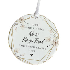 Personalised Our First Home Ceramic Ornament Gift for Couple Newlyweds Family Friends Custom Address Tree Decoration Keepsake