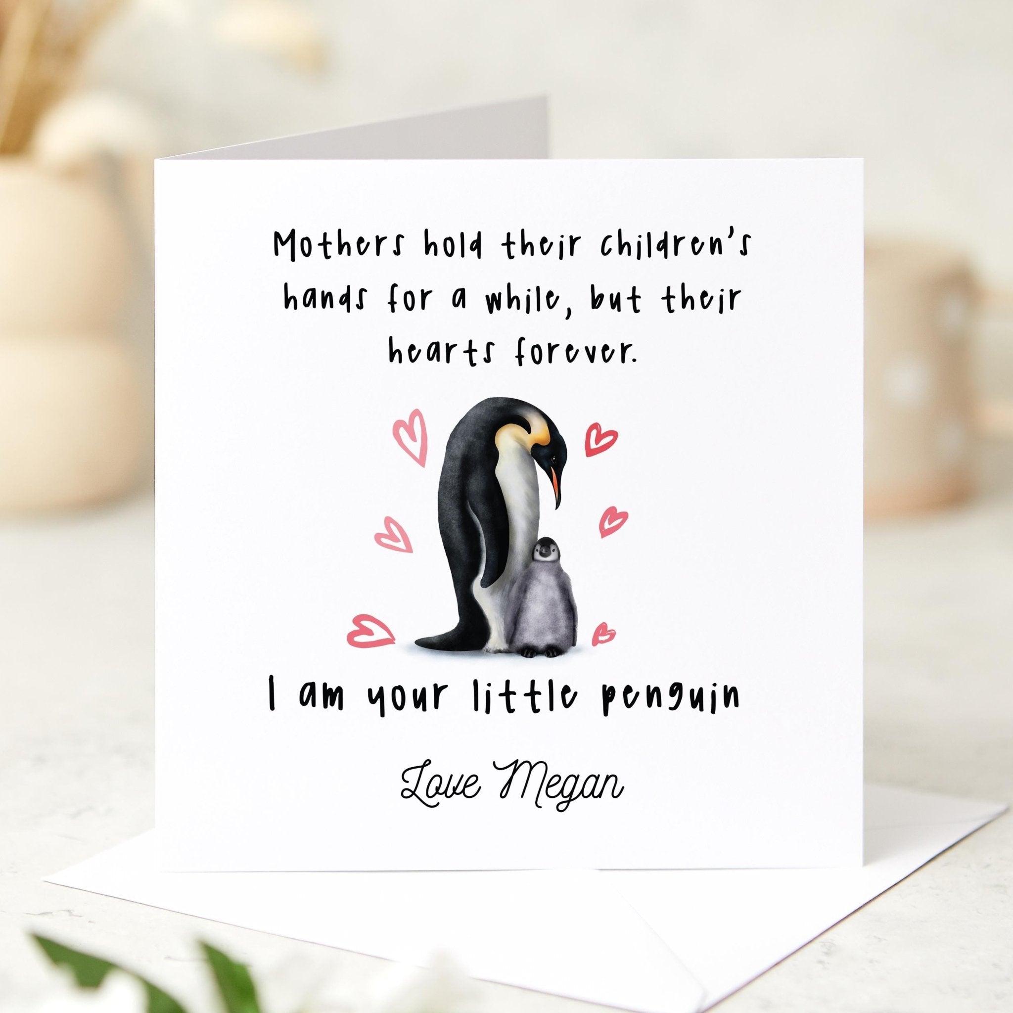 Personalised Penguin Card for Mum Cute Animal Card from Child Mother's Day or Mum's Birthday Card I Am Your Little Penguin