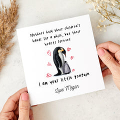 Personalised Penguin Card for Mum Cute Animal Card from Child Mother's Day or Mum's Birthday Card I Am Your Little Penguin