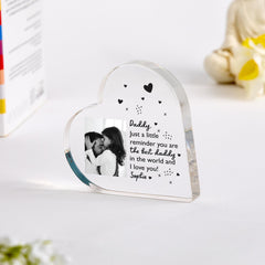 Personalised Photo Heart Plaque for Daddy Custom Acrylic Gift from Daughter or Son Father's Day or Dad's Birthday Keepsake for Dada