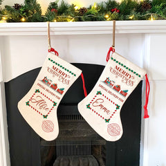 Personalised Polar Express Christmas Stocking, Xmas Gift For Kids, Special Delivery for name, Boy Or Girl, New Baby Christmas Decoration