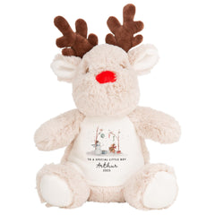 Personalised Reindeer Teddy Christmas Gift for Little Boy Festive Plush Keepsake from Mum Dad or Family for Son Grandson Nephew Xmas Present