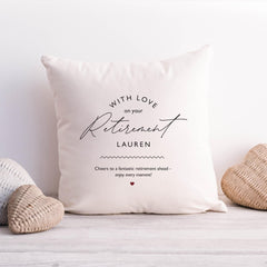 Personalised Retirement gift Enjoy your retirement cushion Gift for him or her Retired men women cushion Leaving job gift Square pillow