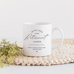 Personalised retirement mug Retirement gift for him or her Retired mugs Leaving job gift With love on your retirement