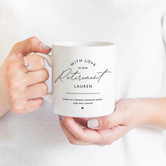 Personalised retirement mug Retirement gift for him or her Retired mugs Leaving job gift With love on your retirement